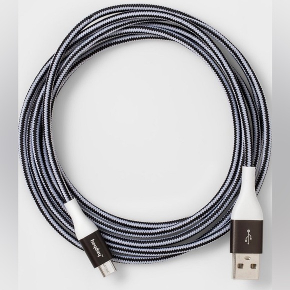 heyday 6' MicroUSB to USB-A Cable 6ft Black/White/Gunmetal, NIB - Picture 5 of 7